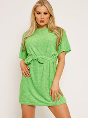 Handdoekpatroon ingeklakte shift -jurk