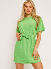 Handdoekpatroon ingeklakte shift -jurk