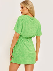 Handdoekpatroon ingeklakte shift -jurk