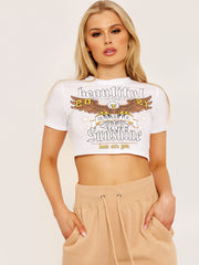 Beautiful Sunshine Graphic Print Crop Top
