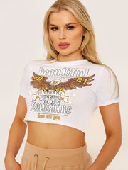 Beautiful Sunshine Graphic Print Crop Top