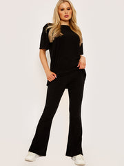 Towelling Fabric Oversized Top & Flare Trouser Co-ord