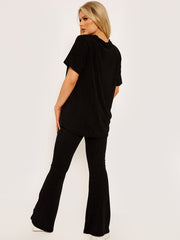 Towelling Fabric Oversized Top & Flare Trouser Co-ord