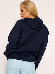 Face Graphic Hoodie with Embroidered Lip