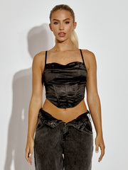 Corset Style Satin Cami Crop Top