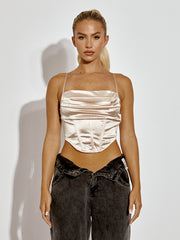 Corset Style Satin Cami Crop Top