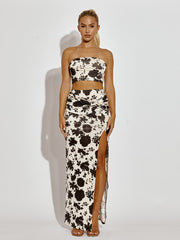 Floral Bandeau Crop Top & Twist Knot Maxi Skirt Coord