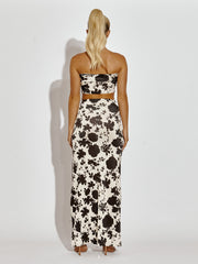 Floral Bandeau Crop Top & Twist Knot Maxi Skirt Coord