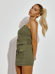 Cargo Skort Playsuit con cinturón a juego