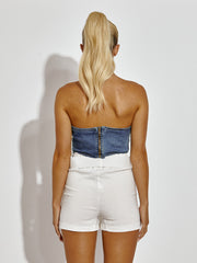 Corset Style Bandeau denim crop top
