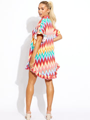 Zig Zag Plisse Detail Oversized Shirt & Shorts Co-ord