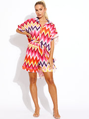 Zig Zag Plisse Detail Oversized Shirt & Shorts Co-ord