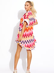 Zig Zag Plisse Detail Oversized Shirt & Shorts Co-ord