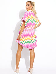 Zig Zag Plisse Detail Oversized Shirt & Shorts Co-ord