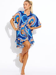 Spiral Tie-Dye Plisse Detail Oversized Shirt & Shorts Co-ord