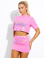 Be-Unique Graphic Crop Top & Skirt Co-ord