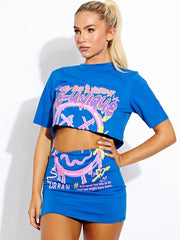 Be-Unique Graphic Crop Top & Skirt Co-ord