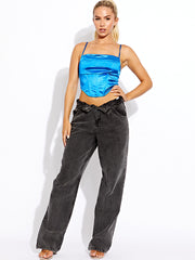 Corset Style Satin Cami Crop Top