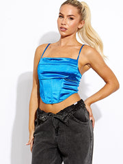 Corset Style Satin Cami Crop Top