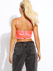 Corset Style Satin Cami Crop Top