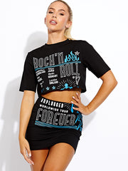 Rock'n Roll Graphic Crop Top & Rock Co-ord