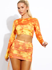 Top-Dye Crop Top y Ruched Skirt Coord