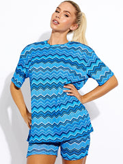 Woven Zig Zag Oversized Top & Shorts Co-ord