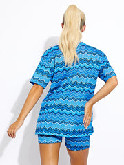 Woven Zig Zag Oversized Top & Shorts Co-ord