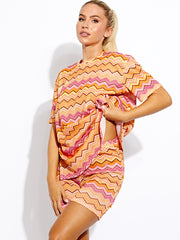 Woven Zig Zag Oversized Top & Shorts Co-ord