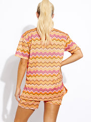 Woven Zig Zag Oversized Top & Shorts Co-ord