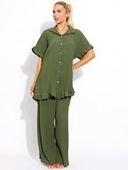 Plisse Detail Oversized Shirt & Trouser Co-ord