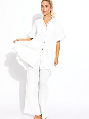 Plisse Detail Oversized Shirt & Trouser Co-ord