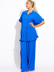 Plisse Detail Oversized Shirt & Trouser Co-ord