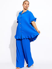 Plisse Detail Oversized Shirt & Trouser Co-ord