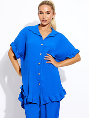 Plisse Detail Oversized Shirt & Trouser Co-ord