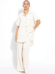 Plisse Detail Oversized Shirt & Trouser Co-ord