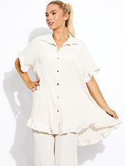 Plisse Detail Oversized Shirt & Trouser Co-ord