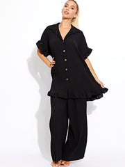 Plisse Detail Oversized Shirt & Trouser Co-ord