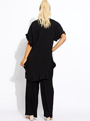 Plisse Detail Oversized Shirt & Trouser Co-ord