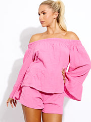 Cheeshoth Bardot Top & Shorts Coord