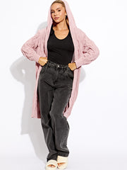 Cable Knit Detail Hooded Cardigan