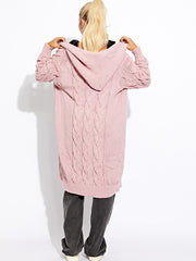 Cable Knit Detail Hooded Cardigan