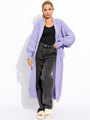 Balloon Sleeves Knitted Open Cardigan