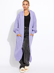 Balloon Sleeves Knitted Open Cardigan