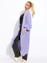 Balloon Sleeves Knitted Open Cardigan