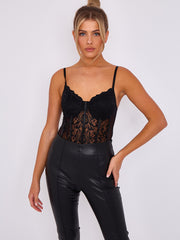 Lace Detail Corset Style Bodysuit