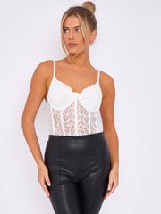 Lace Detail Corset Style Bodysuit