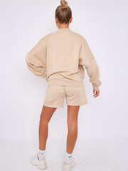 Oversized Bomber Style Fleece Zipper & Shorts Co-ord