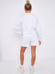 Oversized Bomber Style Fleece Zipper & Shorts Co-ord