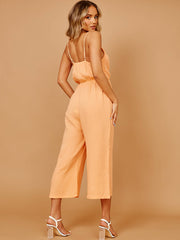 Crinkled Wrap Front Cami Culotte Jumpsuit
